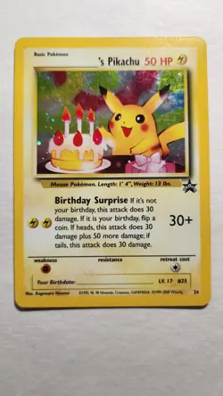 2000 Vintage Birthday Pikachu - Black Star Promo 24 - Pokemon TCG - LP - Image 1
