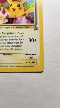 2000 Vintage Birthday Pikachu - Black Star Promo 24 - Pokemon TCG - LP - Image 3