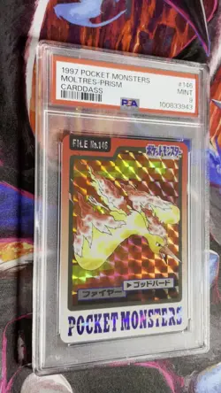 Pokemon Japanese Carddass 1997 146 Moltres Prism Card Full Art PSA 9 - Image 2