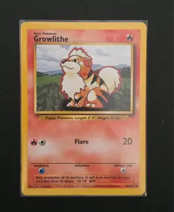 Pokemon Base Set Growlithe 28/102 Vintage WOTC Common - Image 1