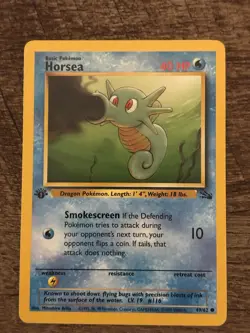 Pokemon TCG Horsea 1st Edition Fossil 49/62 40 HP Smokescreen Common 1999 - Image 1