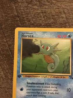Pokemon TCG Horsea 1st Edition Fossil 49/62 40 HP Smokescreen Common 1999 - Image 2