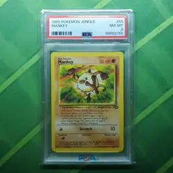 Mankey 55/64 Jungle Unlimited PSA 8 NM-MT Pokemon Vintage 1999 WOTC - Image 1