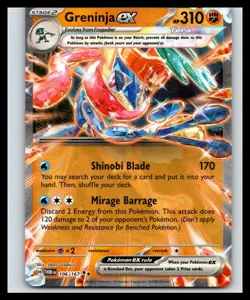 Greninja ex Holo Double Rare | 106/167 NM/M | Twilight Masquerade Pokemon - Image 1