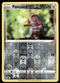 Pawniard 092/159 Common Crown Zenith Pokemon Reverse Holo Near Mint Yuka Morii - Image 1