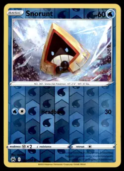 Snorunt 034/159 Common Crown Zenith Pokemon Reverse Holo Near Mint - Image 1