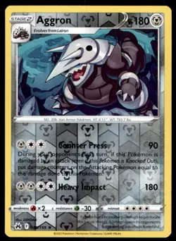Aggron 089/159 Holo Rare Crown Zenith Pokemon Reverse Holo Near Mint - Image 1