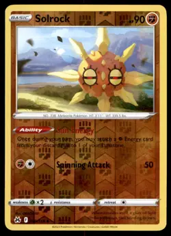 Solrock 069/159 Uncommon Crown Zenith Pokemon Reverse Holo Near Mint - Image 1