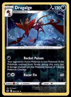 Dragalge 082/159 Rare Crown Zenith Pokemon Reverse Holo Near Mint - Image 1