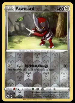 Pawniard 091/159 Common Crown Zenith Pokemon Reverse Holo Near Mint - Image 1