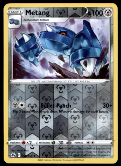 Metang 090/159 Uncommon Crown Zenith Pokemon Reverse Holo Near Mint - Image 1