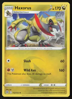 Pokemon Haxorus 112/172 SWSH09: Brilliant Stars Non-Holo Pack Fresh - NM - Image 1