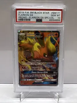 POKEMON BLACK STAR PROMO FLAREON GX #SM171 HOLO FOIL PSA 10 GEM MINT - Image 1