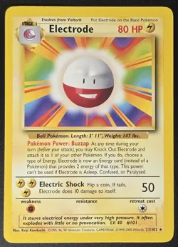 ELECTRODE 21/102 RARE BASE SET UNLIMITED POKEMON LP - Image 1