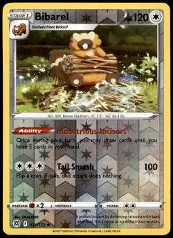 Bibarel 121/172 Holo Rare Brilliant Stars Pokemon Reverse Holo Lightly Played - Image 1