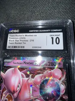 Team Rocket's Mewtwo ex CGC 10 216 Black Star Promos Promo Holo Pokemon TCG - Image 2