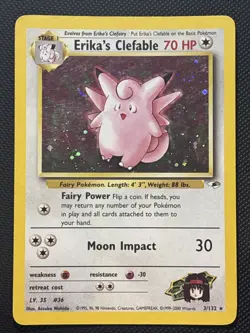 Pokemon TCG Erika's Clefable Gym Heroes With Small Holo Bleed MP - Image 3