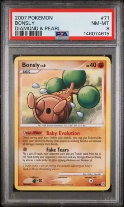 PSA 8 NM-MT 2007 POKEMON DIAMOND & PEARL BASE SET #71 Bonsly NON HOLO - Image 1