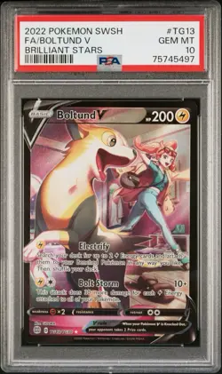 2022 POKEMON SWORD & SHIELD BRILLIANT STARS #TG13 FA/BOLTUND V PSA 10 GEM MT - Image 1