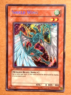 yugioh Shield Wing ABPF-EN095 Secret Rare 1st Ed near mint Misprint Foil Bleed - Image 1