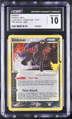 CGC 10 Umbreon Celebrations 17/17 Classic Collection Pokemon Card Gold Star 2021 - Image 1