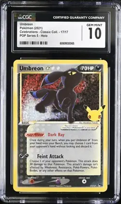 CGC 10 Umbreon Celebrations 17/17 Classic Collection Pokemon Card Gold Star 2021 - Image 1