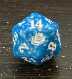 Blue 20-sided TRUE RANDOM Die / Dice (19 mm) MTG Battle For Baldur’s Gate - Image 1