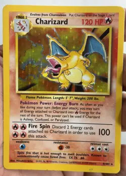 Pokemon TCG Charizard Base Set Holo Unlimited Rare Card 4/102 - Image 1