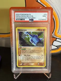 2004 POKEMON EX TEAM ROCKET RETURNS #43 HERACROSS-REVERSE FOIL PSA 9 - Image 1