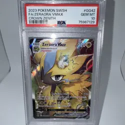 2023 POKEMON SWORD & SHIELD CROWN ZENITH #GG42 FULL ART/ZERAORA VMAX PSA 10 - Image 1