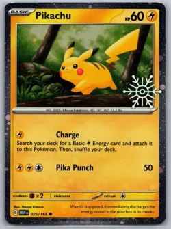 Pikachu 025/165 - NM - Holiday Calendar 2025 Promo Snowflake Stamp - Pokemon TCG - Image 1