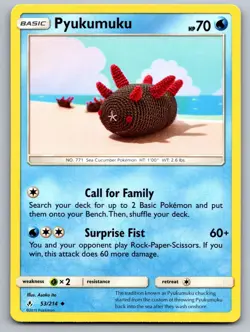 Pyukumuku 53/214 Uncommon Unbroken Bonds Pokemon Near Mint Asako Ito Crochet Art - Image 1