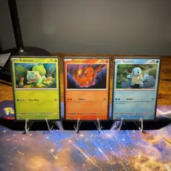 Pokemon 151 Cosmo Holo Promo Bulbasaur Charmander Squirtle 046 047 048 NM - Image 1