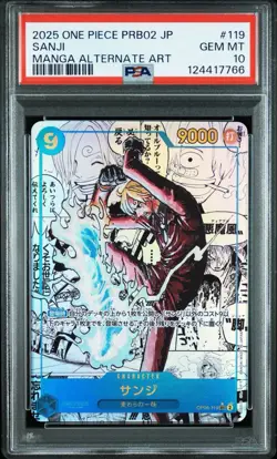 2025 ONE PIECE PRB02 JP #119 SANJI MANGA ALT ART PSA 10 - Image 1