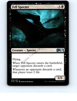 Fell Specter #96 Black Uncommon Core Set 2019 MTG NP Near Mint or Better - Image 1