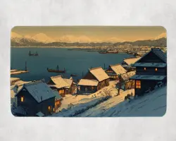 MTG Playmat | Snowy Japanese Azorious Themed Playmat | Unofficial MTG Playmat - Image 1