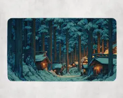 MTG Playmat | Snowy Japanese Forest Themed Playmat | Unofficial MTG Playmat - Image 1