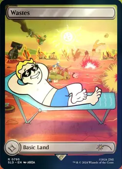 MTG Wastes 0795 Borderless Rainbow Foil Fallout Secret Lair Near Mint - Image 1