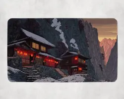 MTG Playmat | Snowy Japanese Mountain Themed Playmat | Unofficial MTG Playmat - Image 1