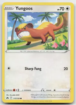 Pokemon Yungoos Common Crown Zenith 117/159 LP - Image 1