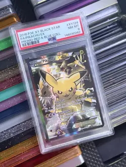 Pokemon Pikachu EX Red & Blue Coll. Black Star Full Art Promo XY124 PSA 8 - Image 1