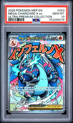 2025 POKEMON MEP EN-ME BLACK STAR PROMO #023 MEGA CHARIZARD X EX PSA 10 - Image 1