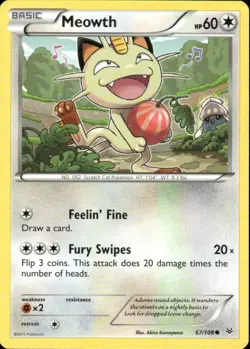 MEOWTH 67/108 ROARING SKIES COMMON POKEMON AKIRA KOMAYAMA - Image 1