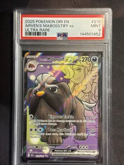 POKEMON 2025 Destined Rivals Ultra Rare ARVEN'S MABOSSTIFF ex #218 PSA 9 Mint - Image 1