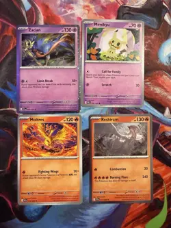 Pokemon TCG Phantasmal Flames Cosmos Holos Reshiram 017/Zacian 045Lot Of 4 Cards - Image 1
