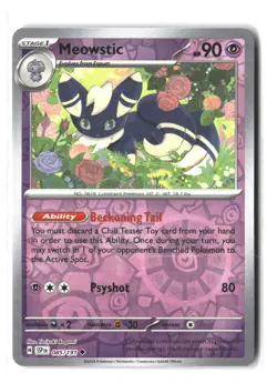 Meowstic 085/191 Uncommon Surging Sparks Pokemon Reverse Holo Near Mint - Image 1