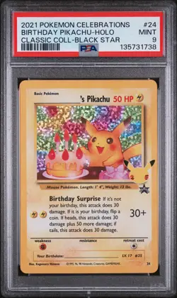 2021 POKEMON CELEBRATIONS CLASSIC COLLECTION #24 BIRTHDAY PIKACHU-HOLO PSA 9 - Image 1