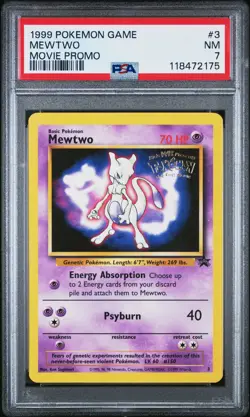 1999 POKEMON GAME MOVIE PROMO #3 MEWTWO PSA 7 - Image 1