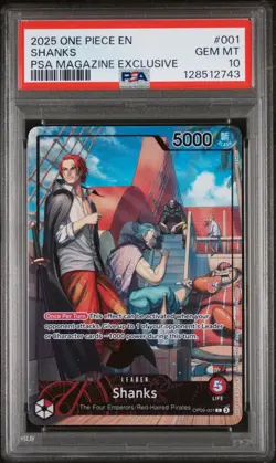 2025 ONE PIECE PROMOS PSA MAGAZINE EXCLUSIVE #001 SHANKS PSA 10 - Image 1