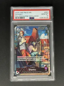 2025 ONE PIECE PROMOS PSA MAGAZINE EXCLUSIVE #001 SHANKS PSA 10 - Image 1